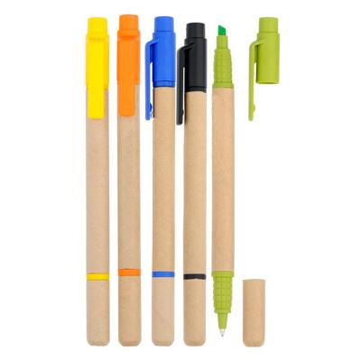 China Promotional Markers & Highlighter bars 2 in 1 paper pen with highlighter bar ballpoint pens for paper material for sale