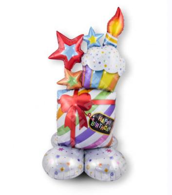 China Three-dimensional foil foil middle star and cake bottom balloon with stand for birthday party decoration supplies for sale