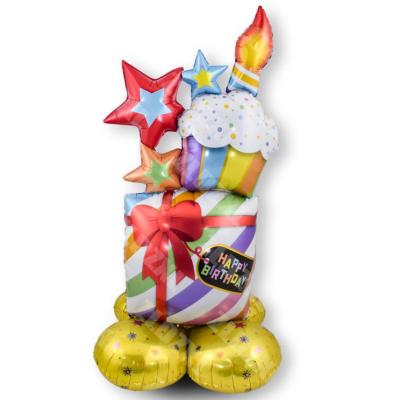 China Gift Toy Medium Birthday Decorative 3D Star Cake Foil Balloon with Low Position, Children's Toy for sale