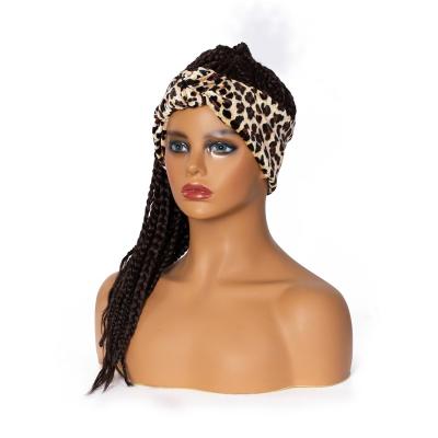 China Synthetic Natural Wave Headband Box Braid Wigs For Color Women Wholesale Cornrow Braided Wig With Headband Wrap Heat Resistant Head Wig for sale