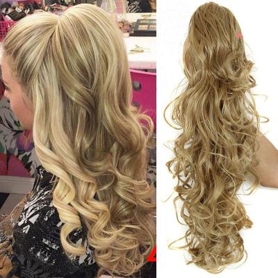 China 2022 Hot Whosale 12-26inch Natural Wave Clip On Curly Claw Ponytail Brown 613 Hair Extension Synthetic For Black Women for sale