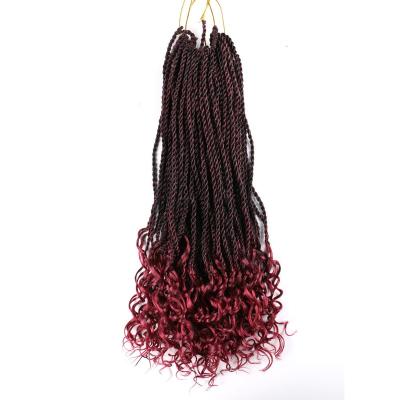 China Charming Senegalese Crochet Hair Ombre Twist Goddess Faux Locs Crochet Braids Hair Extensions Synthetic Ombre Purple Faux Locks Braids Wigs For Black Women for sale