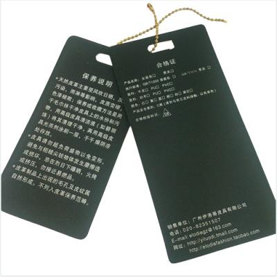 China Double Sided Matte Custom Hang Tag Labels With Cord Black Custom Cardstock Tags for sale