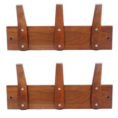 China Best Sustainable Selling Decorative Natural Wood Hanger 3 Hook Wall Rack for sale