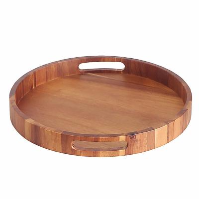 China Sustainable Wholesale Natural Multifunctional Acacia The Log Breakfast Food Serving Tray for sale