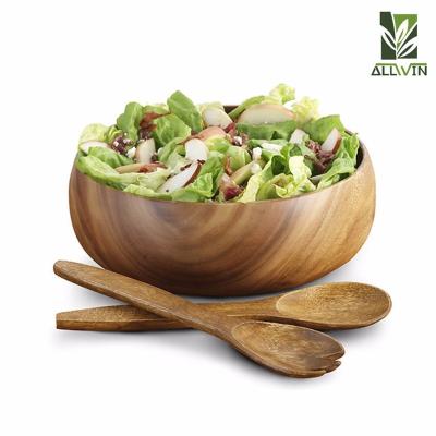 China 2018 Sustainable Wholesale Wooden Salad Bowl Handmade Acacia Bowl for sale