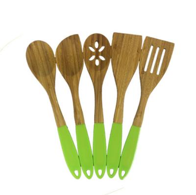 China Sustainable Factory Wholesale Kitchen Salad Bamboo Spoons Cookware Set of 5 for sale