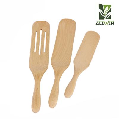 China Sustainable Eco Friendly 3 Piece Spurtle Beech Wood Set For Non Stick Cookware for sale