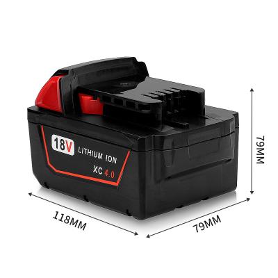 China Customized Rechargeable 18V 4000mAh Li-ion Battery Power Tool Battery For Milwaukees 117*78*45mm for sale