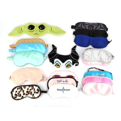 China Cartoon Satin Eye Mask Lightweight High Quality Custom Double Shading Sided Solid Color Silk Eyemask Sleep for sale