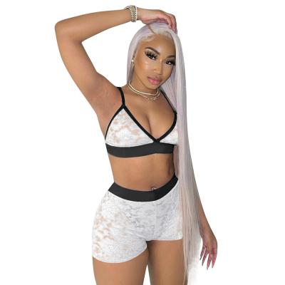 China Hot selling fashion high quality multicolor lace sexy two-piece INS star antibacterial popular bikini two-piece sports vest underwear set for sale