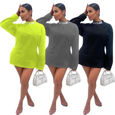 China Hot Fashion Breathable Hip Hop 2022 New Fashion Letter Neck High Long Sleeve Hip Wrap Skirt Casual Dresses Sexy Women Dress for sale