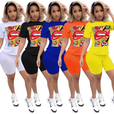 China QUICK DRY hot shorts two-piece set 2022 summer new letter sportswear casual fashion high quality pattern card and women's clothing for sale