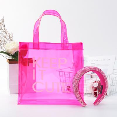 China Amazon Hot Selling Bags High Quality Amazon PVC Shoulder Handbags Candy Color Transparent Bling Hair Circles Set Purse For Women 2021 Handbags for sale