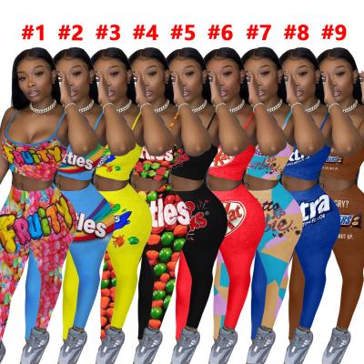 China QUICK DRY Casual Sports Pattern Printed Suspender Pants Sports Two Piece Set Women Clothing Gaiters For Women Overalls for sale