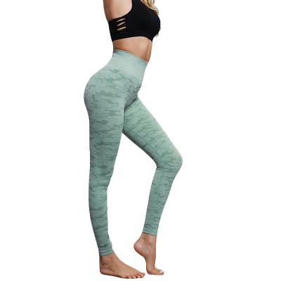 China Other New Sports Nude Stretches Seamless Camouflage Yoga Pants Women Fitness High Waist Hip Pants Sports Nine Minutes Pants Ladies for sale