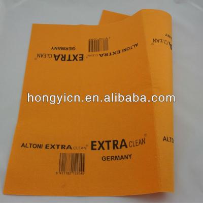 China Anti-bacteria 80%viscose, 20%polyester 50x70cm logo printed Germany orange nonwoven super absorbent cleaning cloth for sale