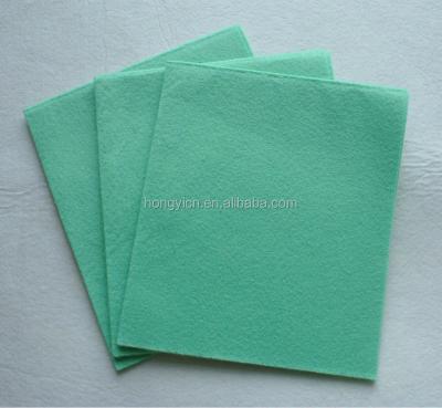 China 30%viscose sustainable, 70%polyester needle punched nonwoven fabric green color cleaning cloth (30%viscose, 70%polyester, 90gsm) for sale