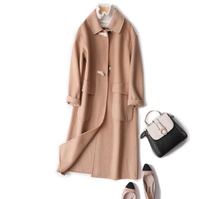 China 2020Women's Oversized Lapel Trench Coat Pocket Belt Wool Blend Breathable Wide Overcoat Long Woolen Coat Women's Outwear for sale