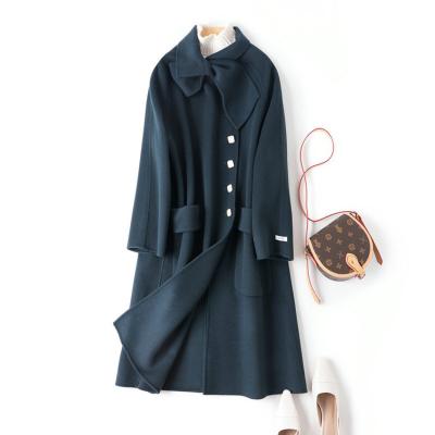 China Woolen coat lady Australia jacket high street winter fit elegant women ditch breathable thin double-sided cashmere long coat for sale