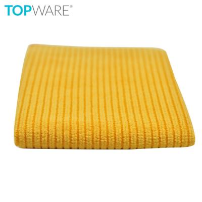 China Guangzhou 80 Polyester 20 Polyamide Super Viable Custom Microfiber Towel Thick Microfiber Knit Stripe Microfiber Towel Cleaning Cloth for sale