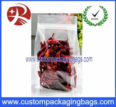 China Clear Plastic Food Packaging Bags Side Gussest With ZipLock Dried Chili for sale