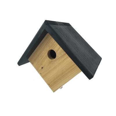 China Stocked Outdoor Wooden Triangular Bird Nest , Bird House With A Side Door To Easy Clean Faece for sale