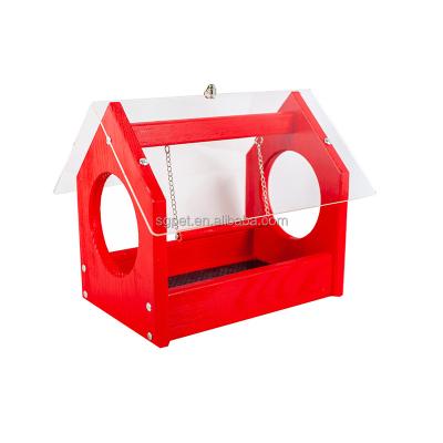 China Stocked Outdoor Wooden Bird Nest, Hanging Acrylic Waterproof Covering Bird Feeder, Bird House for sale