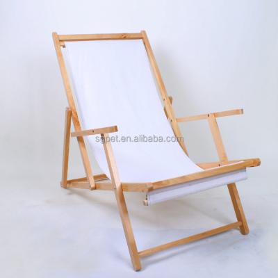 China Modern outdoor furniture OEM custom beech portable camping chair relax wooden folding chair armrest chair wholesale for sale