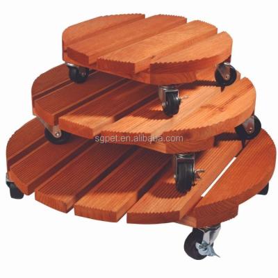 China Wholesale Custom Wooden Flower Planter Plant Motor With Wheels, Plant Pot Trolley for sale