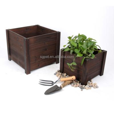 China Country Customize Wholesale Wooden Square Planter Box Wooden Barrel Flower Pot Decoration for Home and Garden Square Pot for sale