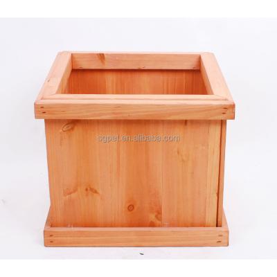 China Country Planter Wooden Square Box Barrel Flower Pot Water Based Paint Decoration for Home and Garden Square Pot for sale