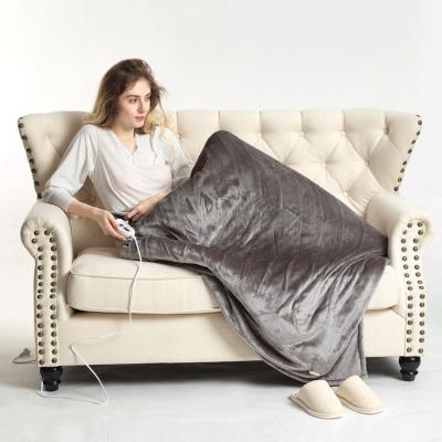 China New Solid Porcelain Style PASSIONATE Gray Color Flannel Heating Throw Electric Blanket for sale