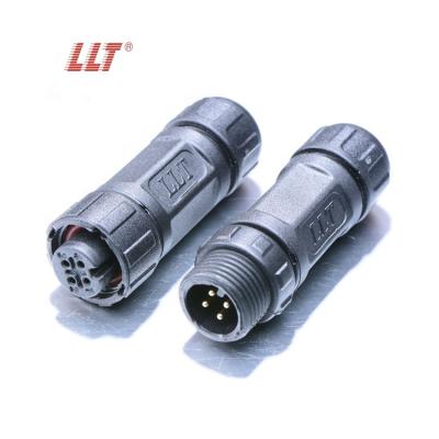 China LLT M12 Mini Field Installable Connector 4 Pin Male To Female Weatherproof Connector for sale