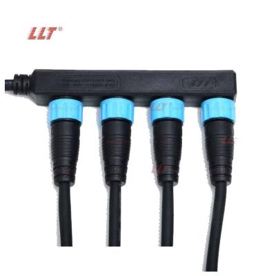 China Power Factory Sale IP67 M16 F Type - 2 3 Pin Waterproof Connector 4 Outlet Junction Cable for sale