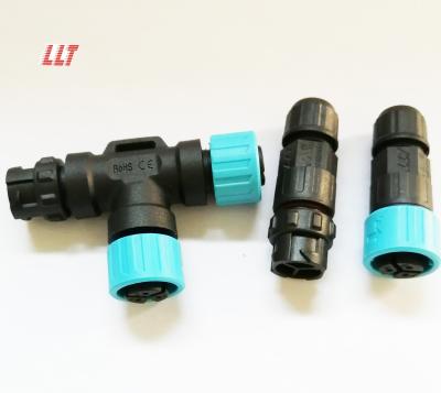 China Power Equipment M16 Electrical Spliter 3way 3pin Lighting 2 3pin T Waterproof Electrical Connector for sale