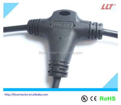 China Screw LED Lighting Three Way Molded Waterproof Wire Splitter T Connector for sale