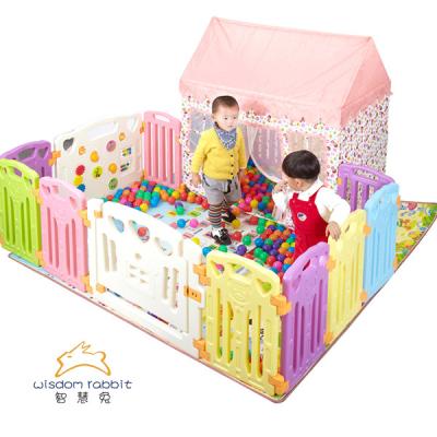 China Plastic Hot Sales High Quality Indoor Play Fence Baby Playpen Wooden White for sale