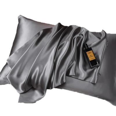 China Anti dust mite protection non-toxic hair enjoy sleep 25mm mulbery silk pillowcase pure vegan dark silver gray silk pillowcase 25momme for sale