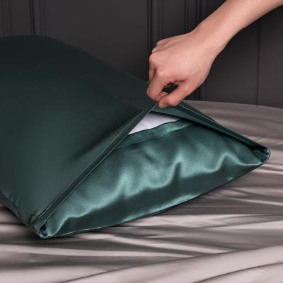 China 100% Silk Pillowcase 25 Momme Anti Dust Mite Embroidery Customized Logo Mulberry Pillow Cover Wrap Style Silk Satin for sale