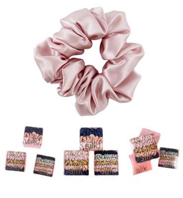 China 2021 new design high quality mulbery luxury 100% pure silk hair scrunchies 3.5cm 16/19/22/25/30 momme hair scrunchies silk ties for sale