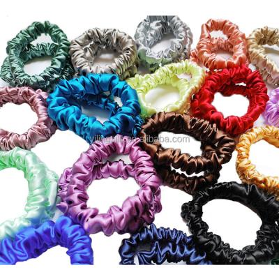 China 22momme mini silk scrunchie small mulberry silk scrunchies women hair scrunchies luxury pure silk elastic band for sale