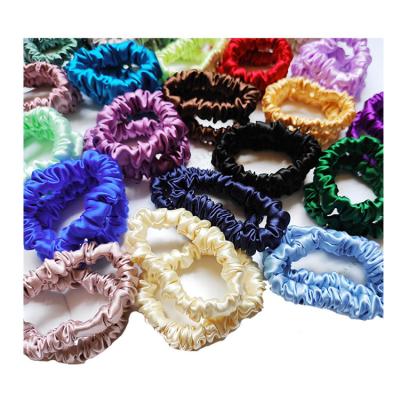 China Luxury Pure Skinny Silk Ties Wholesale 100% Mulberry Silk Hair Scrunchies Elastic Band Tying Thin Scrunchies Small Size Silk Women for sale