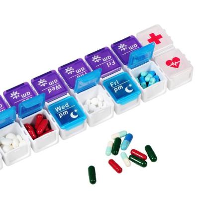 China Weekly Pill Box Organizers 2 Times A Day Pill Detachable Box 7 Days AM P.M. Pill Container PO20191002-02 for sale