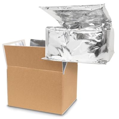 China Frozen Food Silver Insulated Shipping Box Liners Thermal Insulation Container Liner for sale