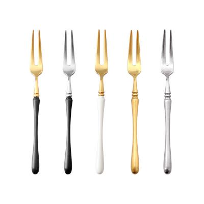 China Hot Sale 18/8 Stainless Steel Fruit Fork Cake Fork Gold Plated Dessert Stocked Fork Fit For Hotel Home Restaurant for sale