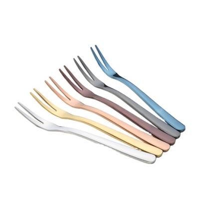 China Luxury Stocked Dessert Fork Sets 304 Stainless Steel Small Fruit Fork Mirror Polished Fruit Fork for sale