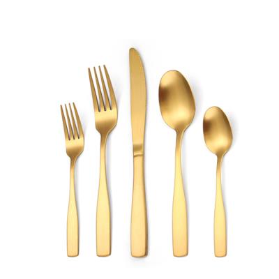 China Sustainable High End Quality Custom Brass Plated Stainless Steel Flatware Cuttlery Set Wholesale for sale