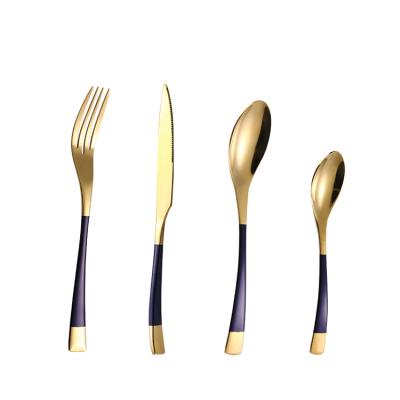 China Stocked Luxury Gold Plating Cutlery Set 4 Pieces 430 Stainless Steel Flatware Sets For Wedding Party for sale