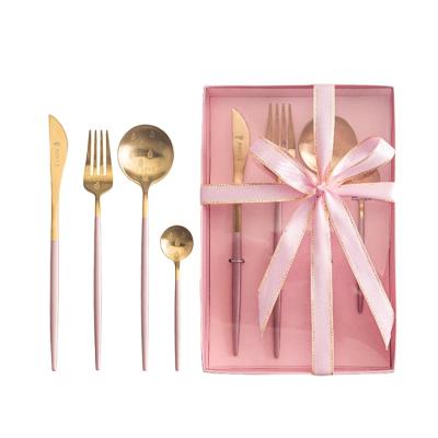 China Stocked Christmas Cutlery Gift Box Goa Cutipol Flatware Set Stainless Steel Portuguese Brass Wedding Spoon Matte Gold Cutlery Box for sale